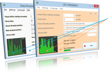 Color indication of load during execution of stress loading